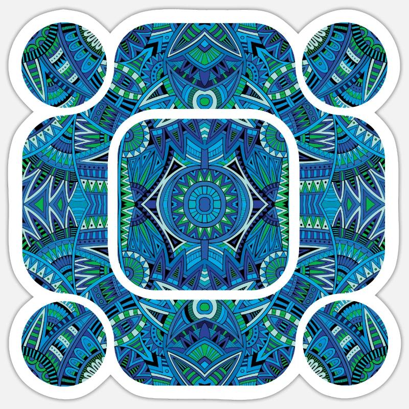 Blue Aztec Abstract - Sticker size S (10 x 10 cm) - white matte
