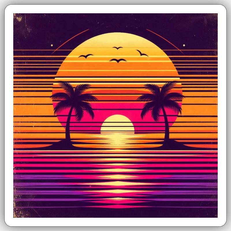Vibrant coucher de soleil - Sticker taille S (10 x 10 cm) - blanc mat