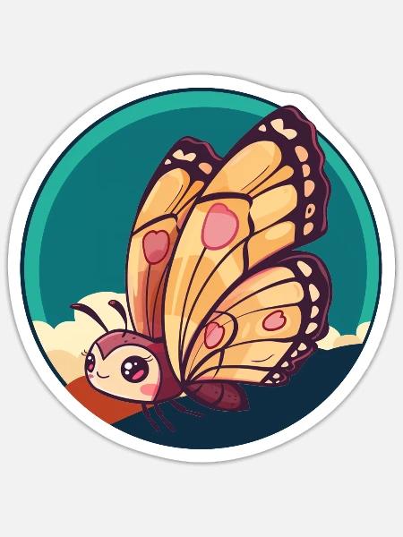 Schmetterling Waldbewohner Tier - Sticker Größe S (10 x 10 cm) - Mattweiß