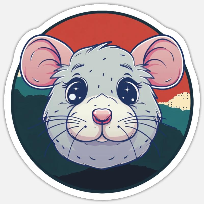Souris Rongeur - Sticker taille S (10 x 10 cm) - blanc mat