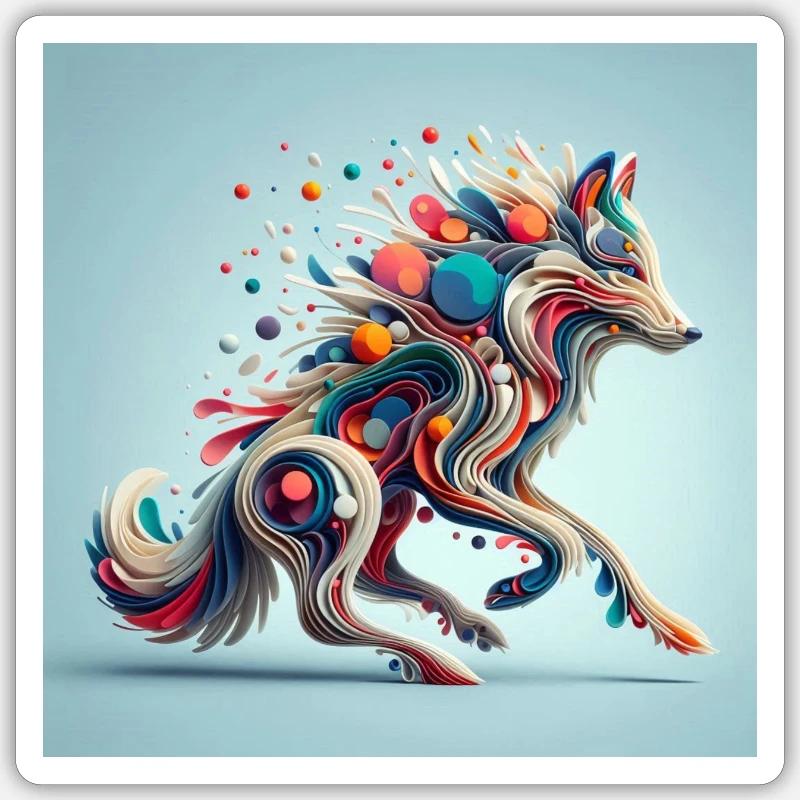 Loup design - Sticker taille S (10 x 10 cm) - blanc mat