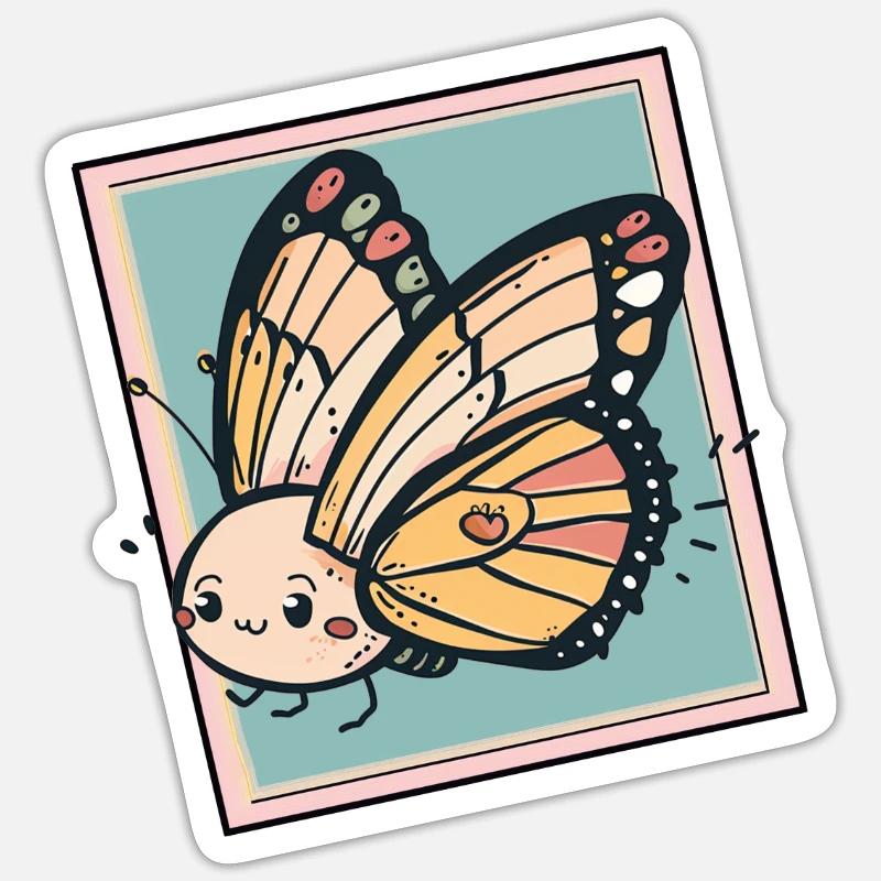 Papillon Frêne Papillon - Sticker taille S (10 x 10 cm) - blanc mat