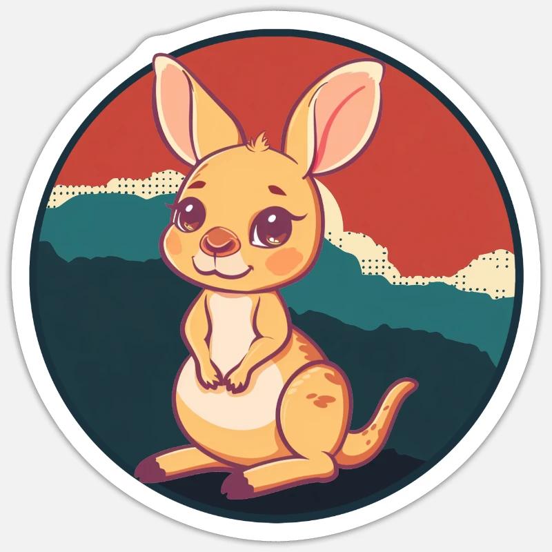 Kangourou Aussie Kaengaroo - Sticker taille S (10 x 10 cm) - blanc mat