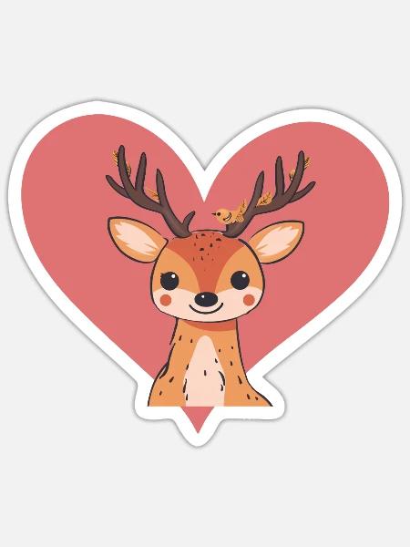 Hirschgeweih Waldbewohner - Sticker Größe S (10 x 10 cm) - Mattweiß