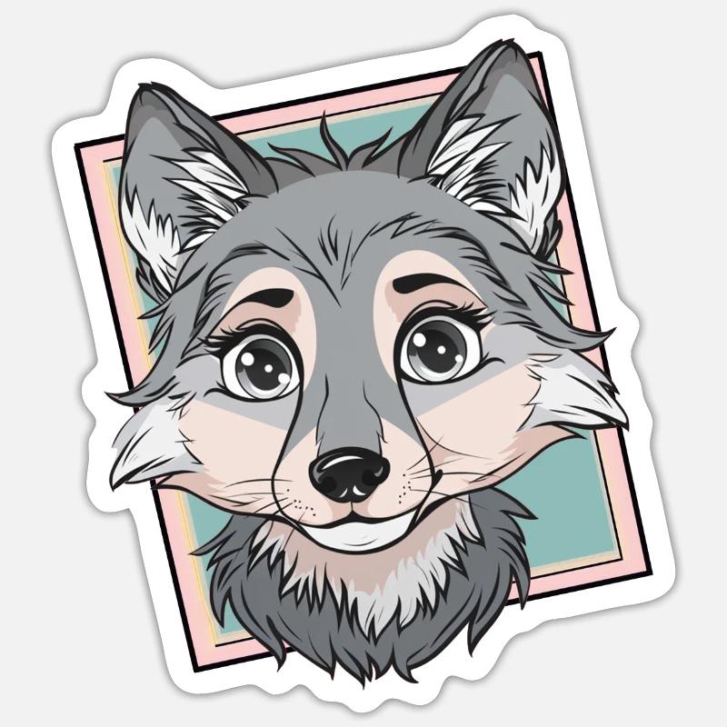 Wolf Husky Wolfpack - Sticker Größe S (10 x 10 cm) - Mattweiß
