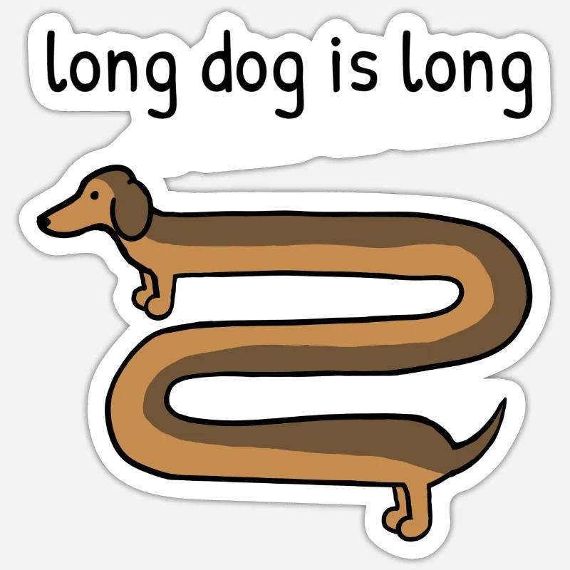 Un chien long est long - Sticker taille S (10 x 10 cm) - blanc mat