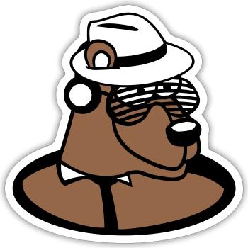 drôle DJ Grizzly Brown Bear Party Club Musique Ours - Sticker taille S (10 x 10 cm) - blanc mat - Devant