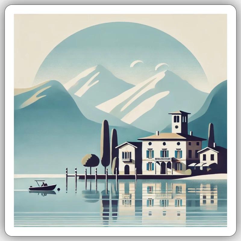 Lake Como - Sticker Größe S (10 x 10 cm) - Mattweiß
