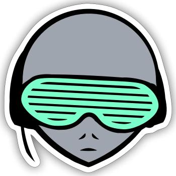 DJ Alien Alien Head Face Party Music - Sticker size S (10 x 10 cm) - white matte - Front