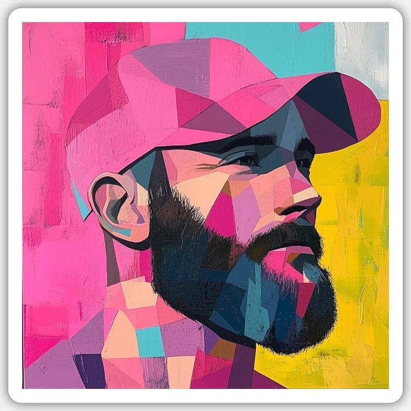 Full beard - Sticker size S (10 x 10 cm) - white matte