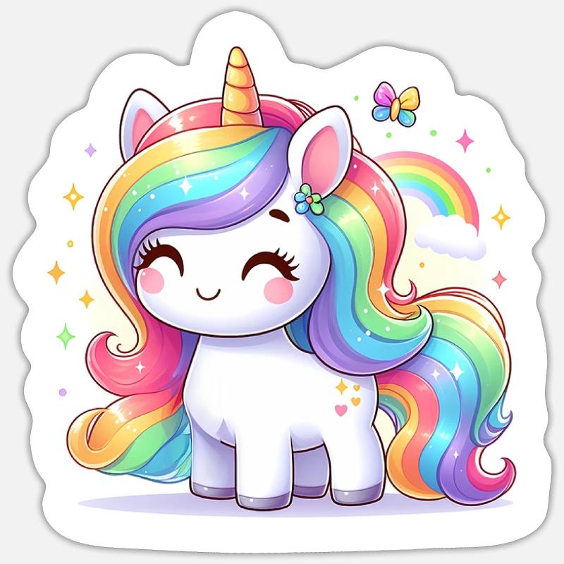 Rainbow Unicorn - Sticker size S (10 x 10 cm) - white matte
