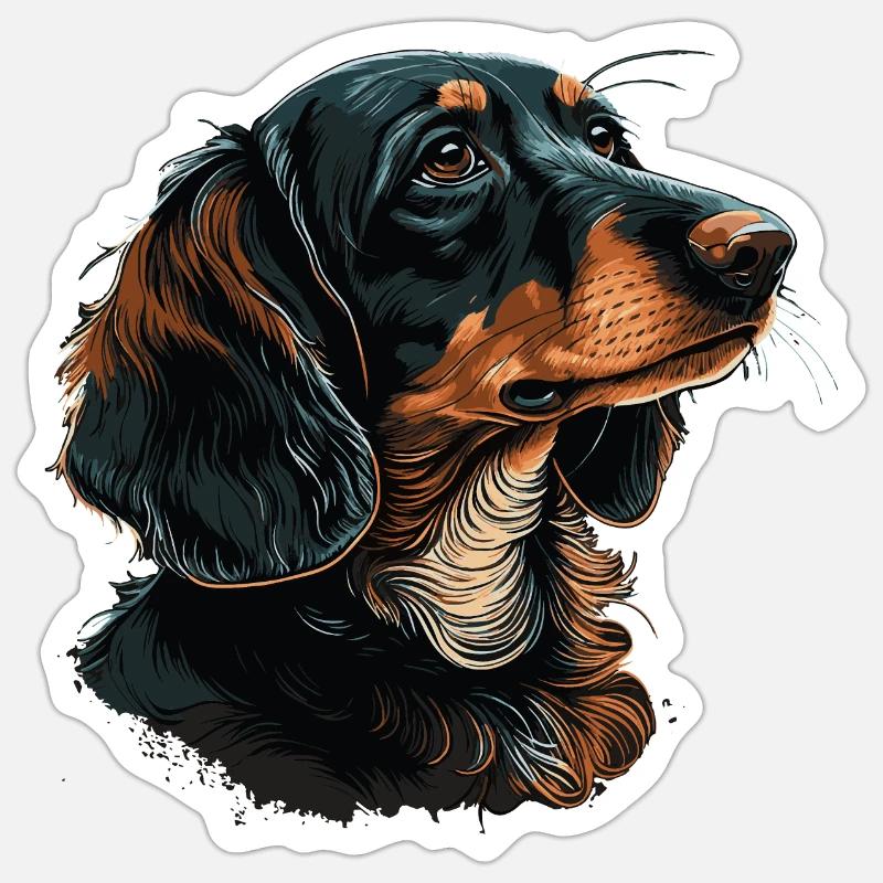 Teckel - Sticker taille S (10 x 10 cm) - blanc mat