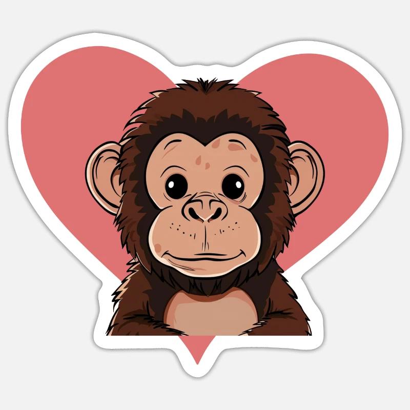 Monkey Zoo Animal Monkey - Sticker taille S (10 x 10 cm) - blanc mat