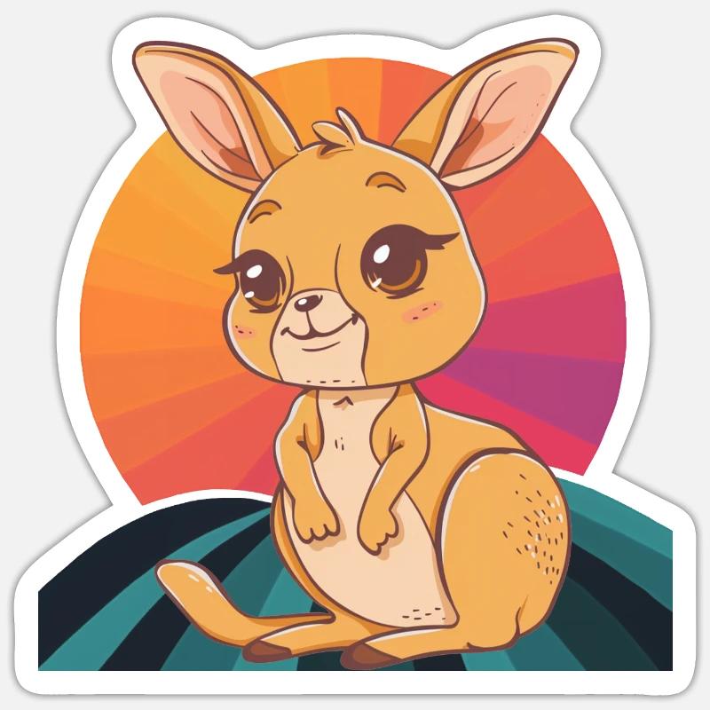 Kangaroo Aussie - Sticker Größe S (10 x 10 cm) - Mattweiß