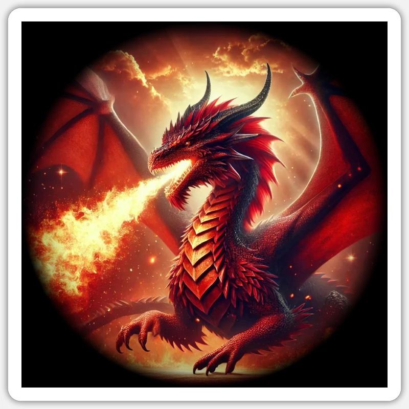 Dragon Rouge V - Sticker taille S (10 x 10 cm) - blanc mat