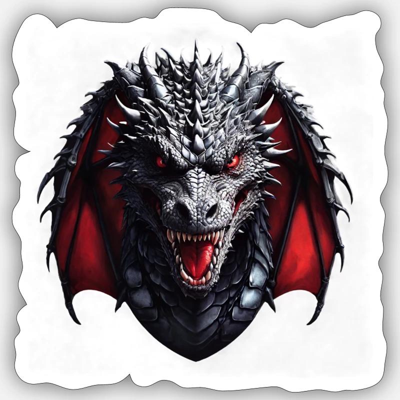 Default drgon face! - Sticker Größe S (10 x 10 cm) - Mattweiß