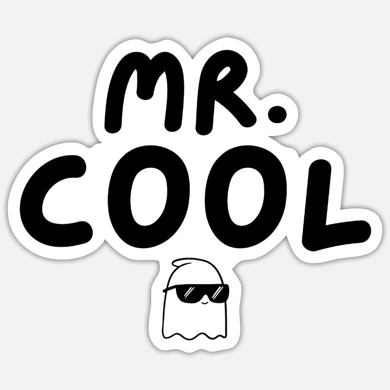 Mr cool - Sticker taille S (10 x 10 cm) - blanc mat