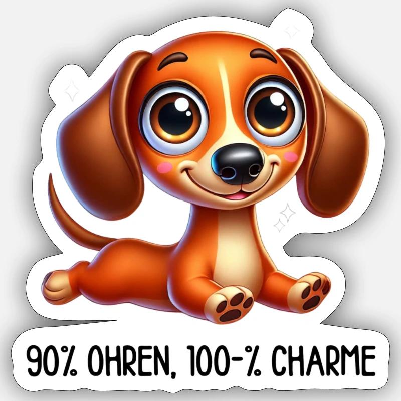 Dackel mit Spruch - Sticker Größe S (10 x 10 cm) - Mattweiß