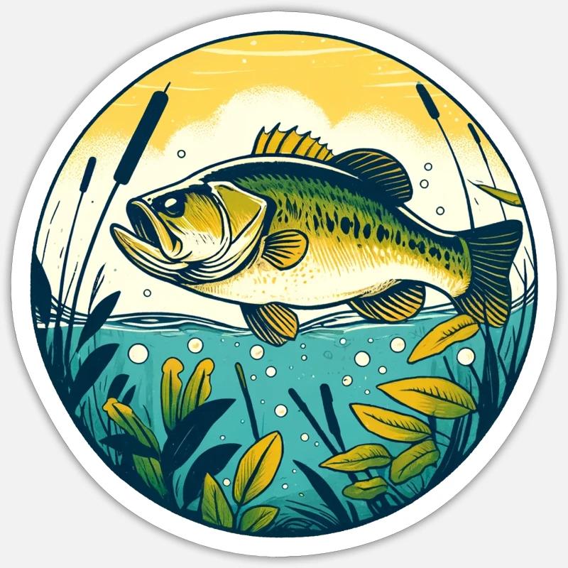 Forellenbarsch - Sticker Größe S (10 x 10 cm) - Mattweiß