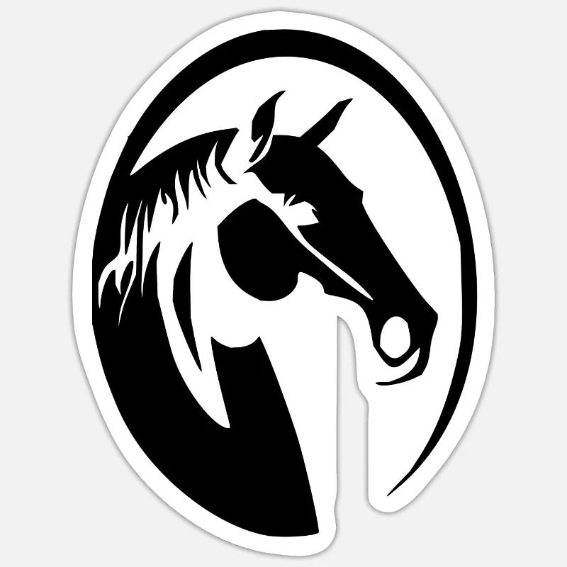 Cooles schwarzer Pferd - Sticker Größe S (10 x 10 cm) - Mattweiß