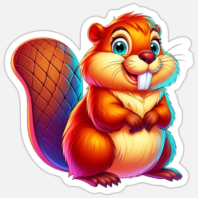 Castor - Sticker taille S (10 x 10 cm) - blanc mat