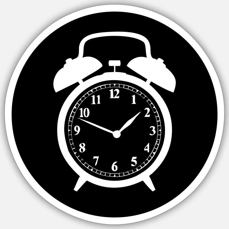 wecker - Sticker Größe S (10 x 10 cm) - Mattweiß