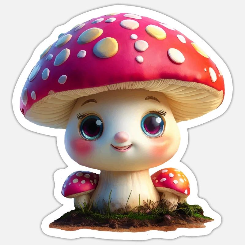 cute toadstool - Sticker size S (10 x 10 cm) - white matte