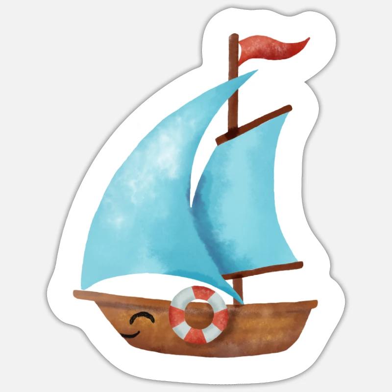 Voilier - Sticker taille S (10 x 10 cm) - blanc mat