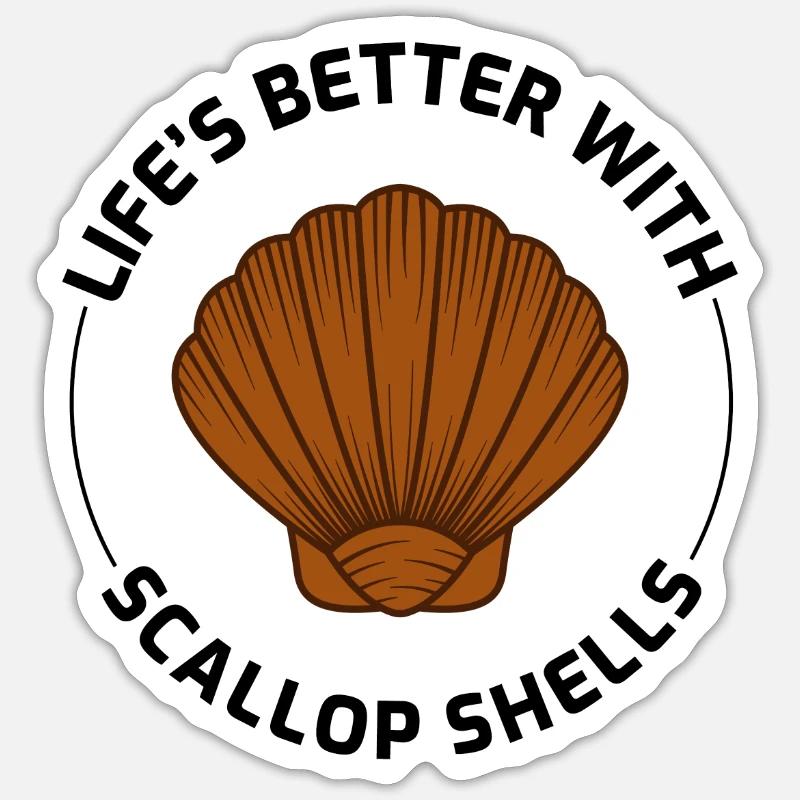 Scallop Seashells Collector Beachcomber Shellfish Sticker size S (10 x 10 cm)