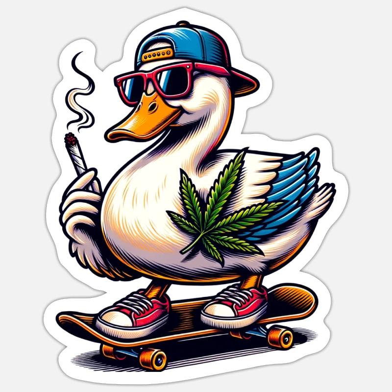Extremely cool duck - Sticker size S (10 x 10 cm) - white matte