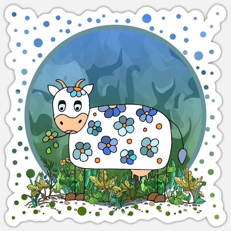 Vache - Sticker taille S (10 x 10 cm) - blanc mat