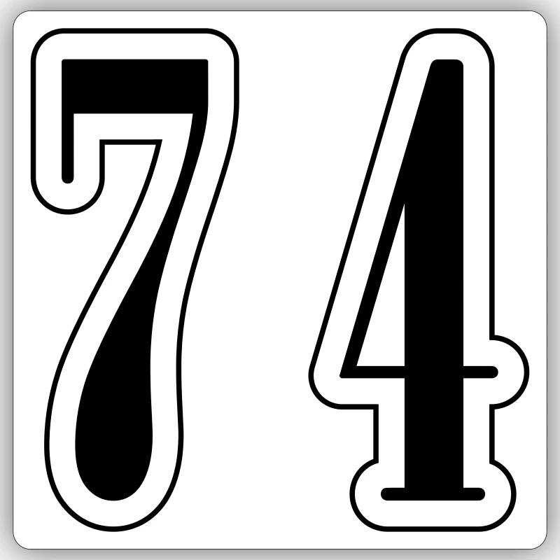 74 Symbole numérique - Sticker taille S (10 x 10 cm) - blanc mat