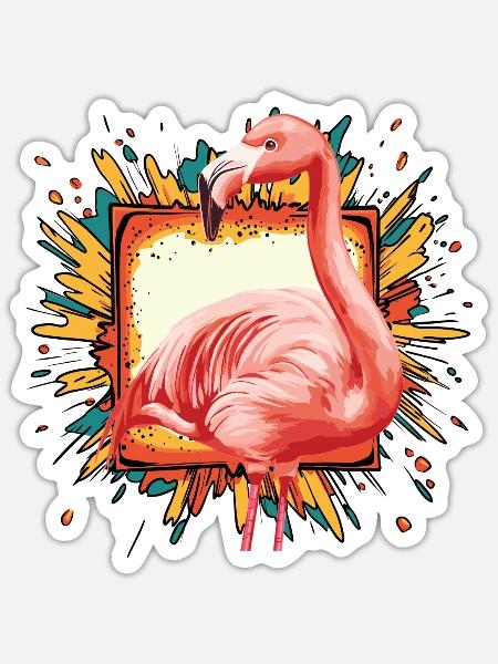 Flamingo Tierliebe - Sticker Größe S (10 x 10 cm) - Mattweiß