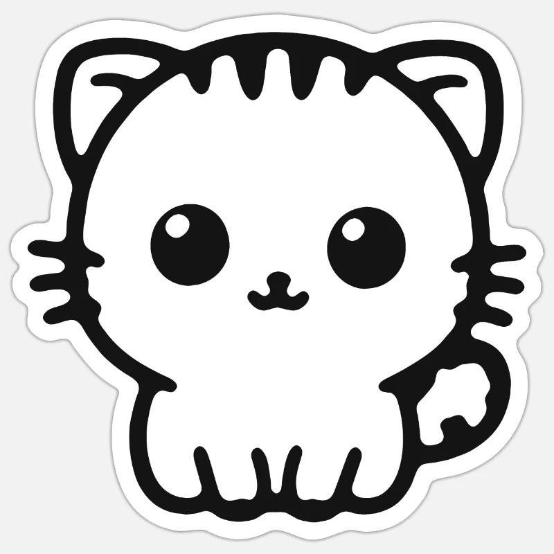 Cuddly Kitten Line Drawing - Sticker size S (10 x 10 cm) - white matte