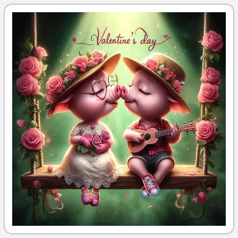 Saint Valentin - Sticker taille S (10 x 10 cm) - blanc mat