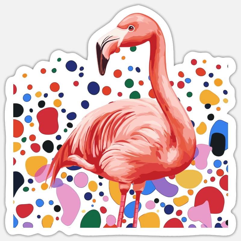 Flamants roses - Sticker taille S (10 x 10 cm) - blanc mat