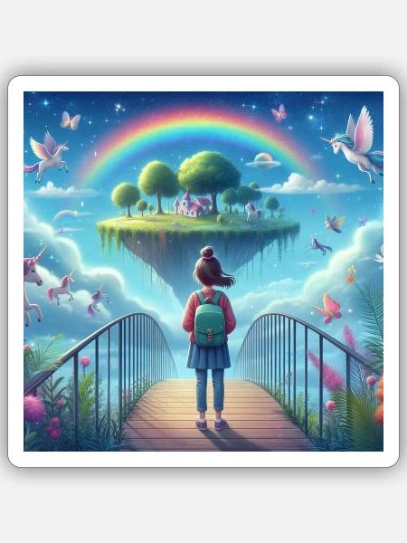 Fantasievolle Himmelströme mit Einhörnern - Sticker Größe S (10 x 10 cm) - Mattweiß