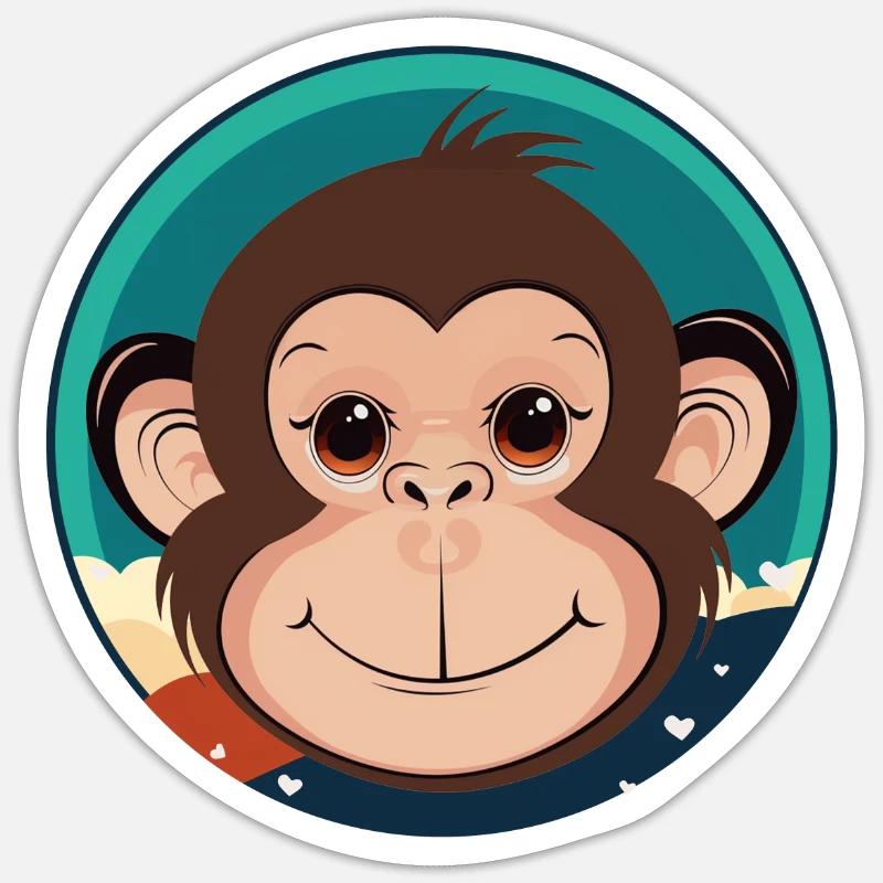 Singe Visage de Singe - Sticker taille S (10 x 10 cm) - blanc mat