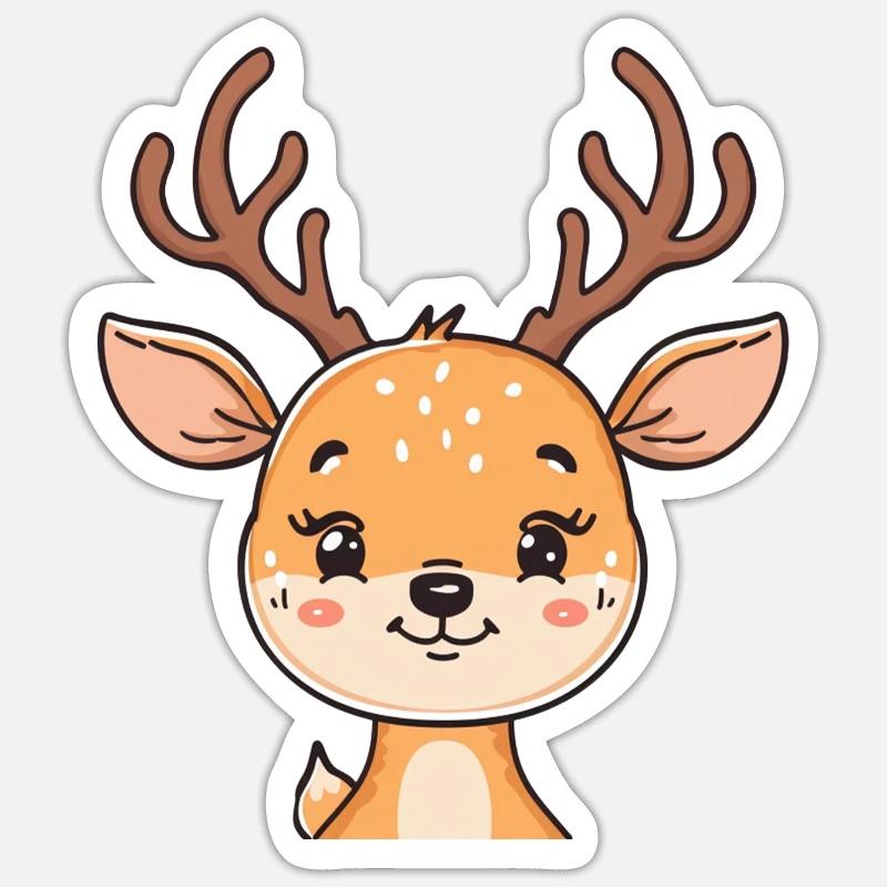 Hirsch Rehkitz Elch - Sticker Größe S (10 x 10 cm) - Mattweiß