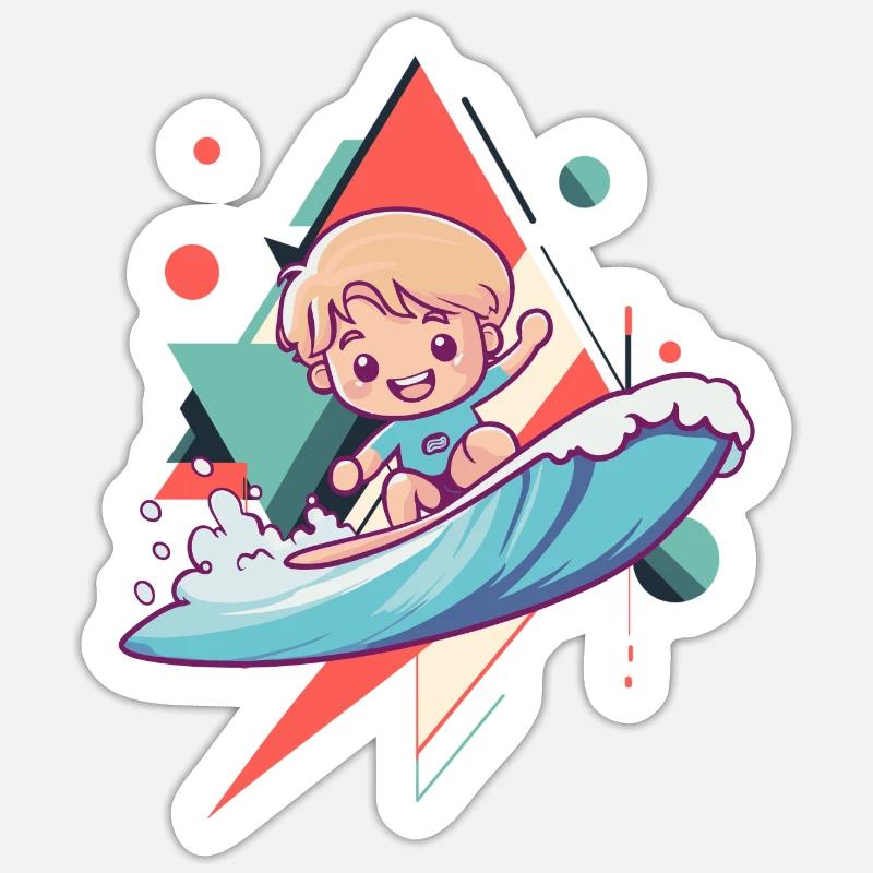 Surfer Surfen - Sticker Größe S (10 x 10 cm) - Mattweiß