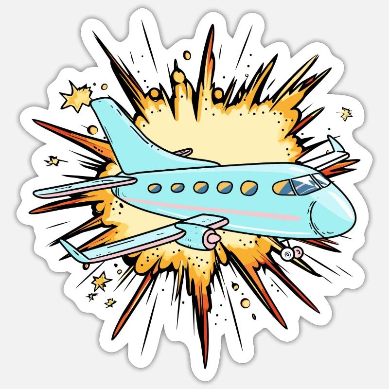 Vol en avion - Sticker taille S (10 x 10 cm) - blanc mat
