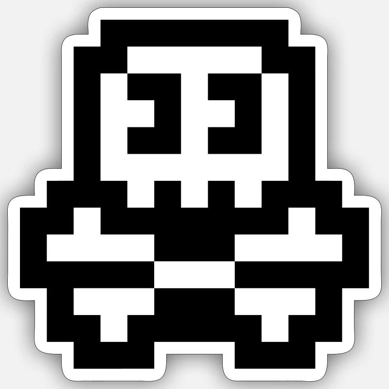 Crâne mignon 8bit - Sticker taille S (10 x 10 cm) - blanc mat