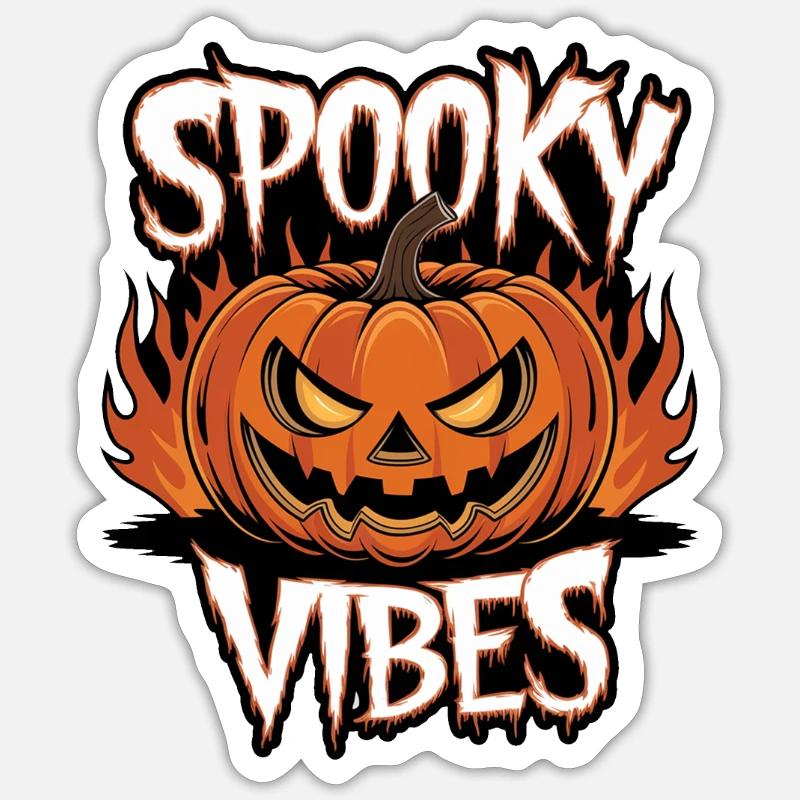 Spooky Jack-o'-lantern – Spooky Vibes - Sticker taille S (10 x 10 cm) - blanc mat