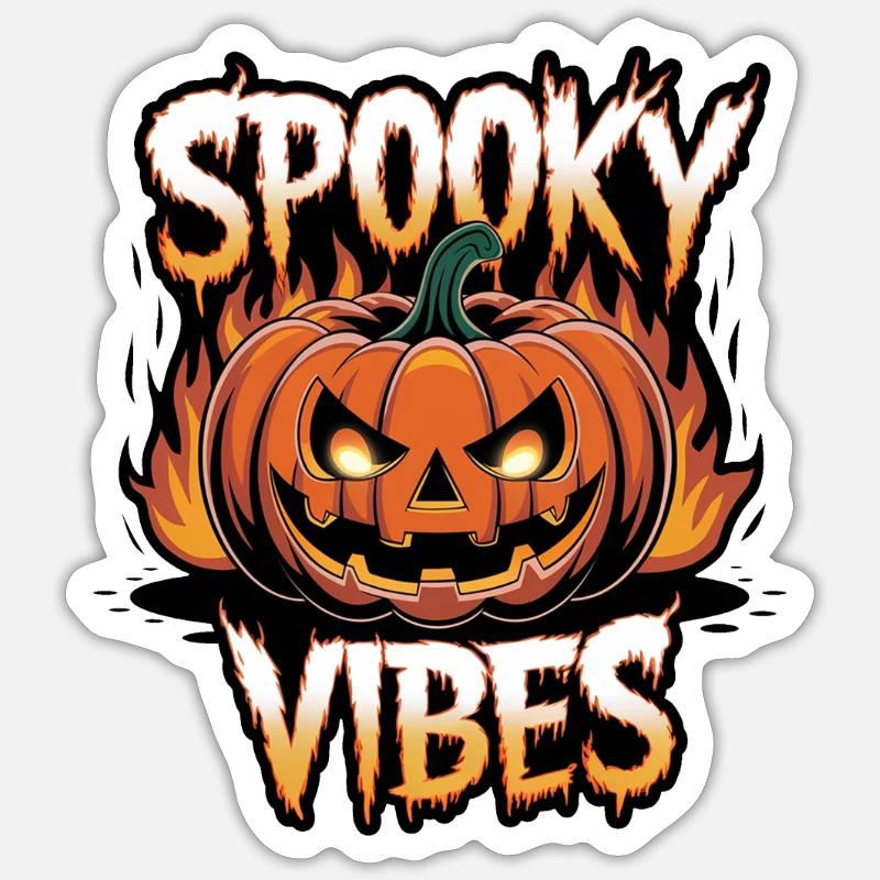 Spooky Jack-o'-lantern – Spooky Vibes - Sticker taille S (10 x 10 cm) - blanc mat