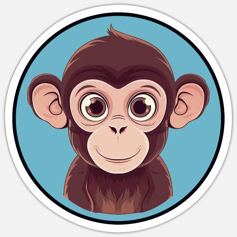 Monkey Monkey Face Monkey - Sticker size S (10 x 10 cm) - white matte