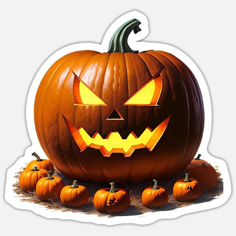 glowing helloween pumpkins Sticker Größe S (10 x 10 cm)