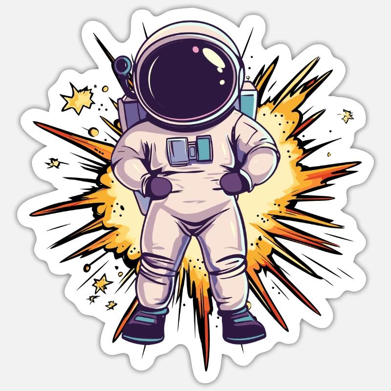Astronaut Spaceship - Sticker Größe S (10 x 10 cm) - Mattweiß