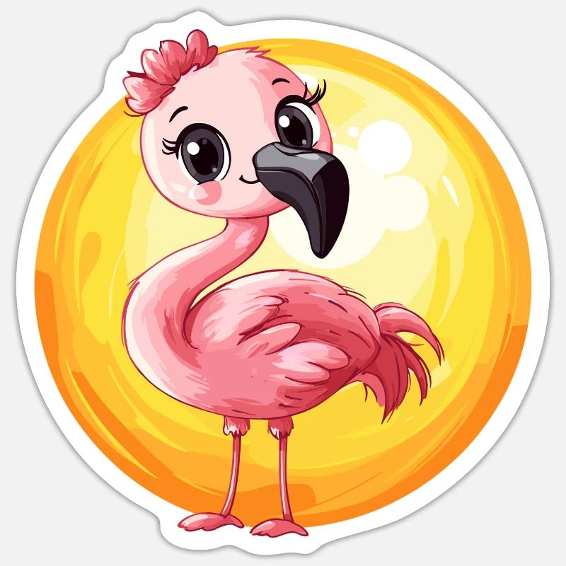 Flamingo Rosa - Sticker Größe S (10 x 10 cm) - Mattweiß