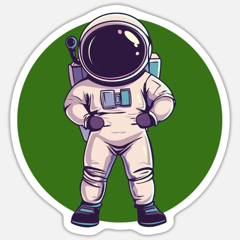 Vaisseau spatial astronaute - Sticker taille S (10 x 10 cm) - blanc mat