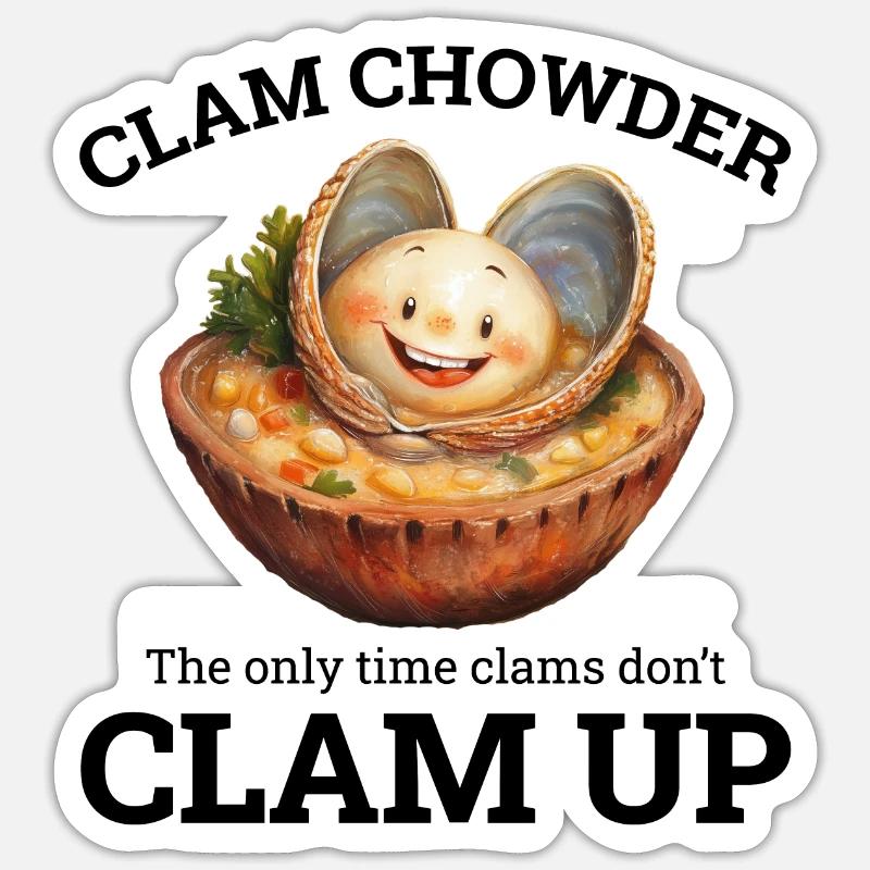 Clam Chowder Shellfish Hilarious Seafood Soup Sticker size S (10 x 10 cm)